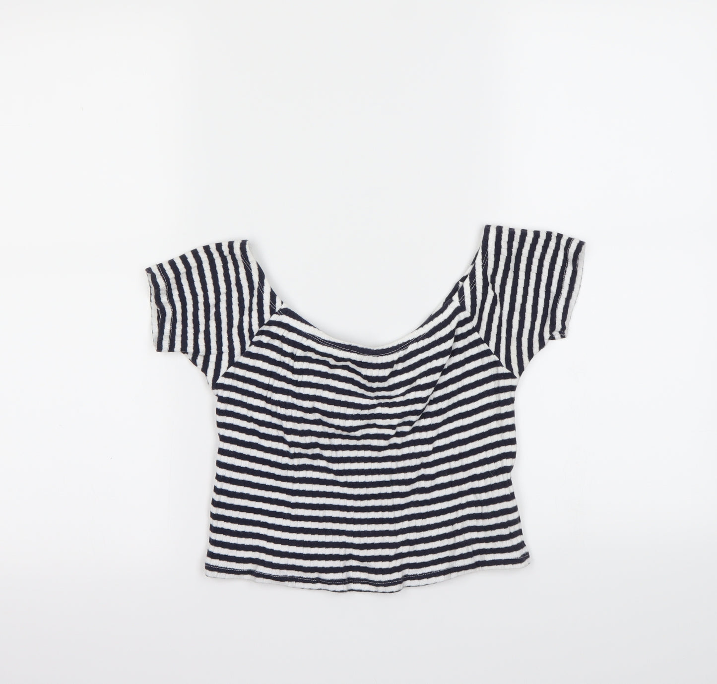 New Look Womens Blue Striped  Basic T-Shirt Size 12