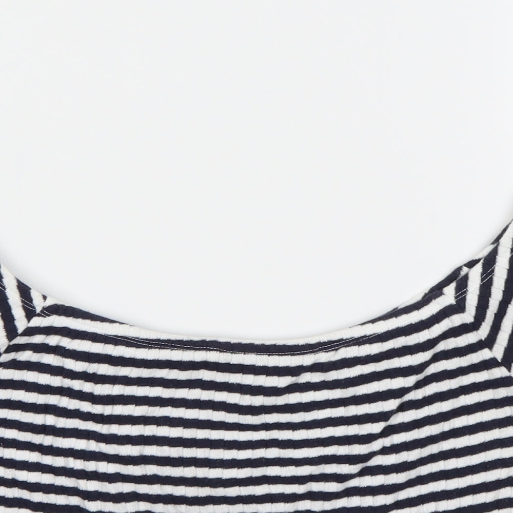 New Look Womens Blue Striped  Basic T-Shirt Size 12