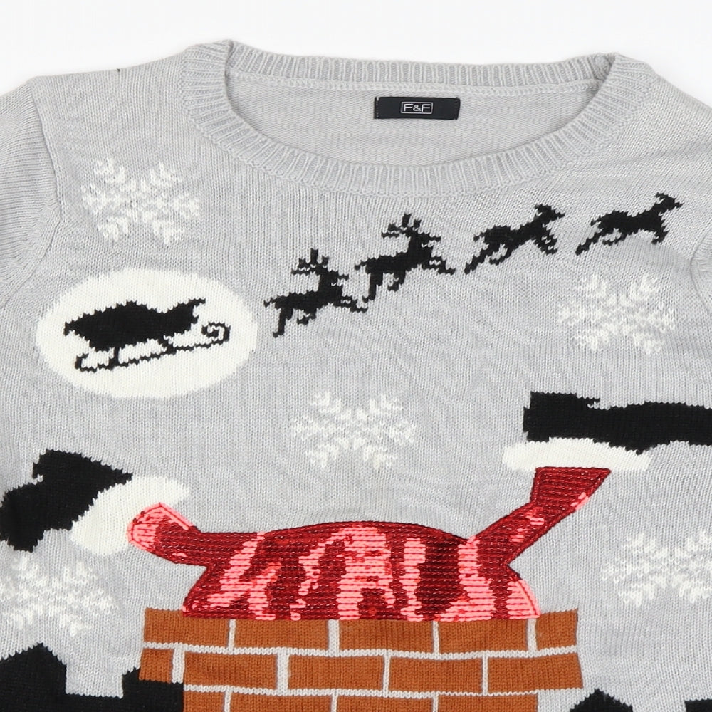 F&F Womens Grey   Pullover Jumper Size 12  - Christmas jumper