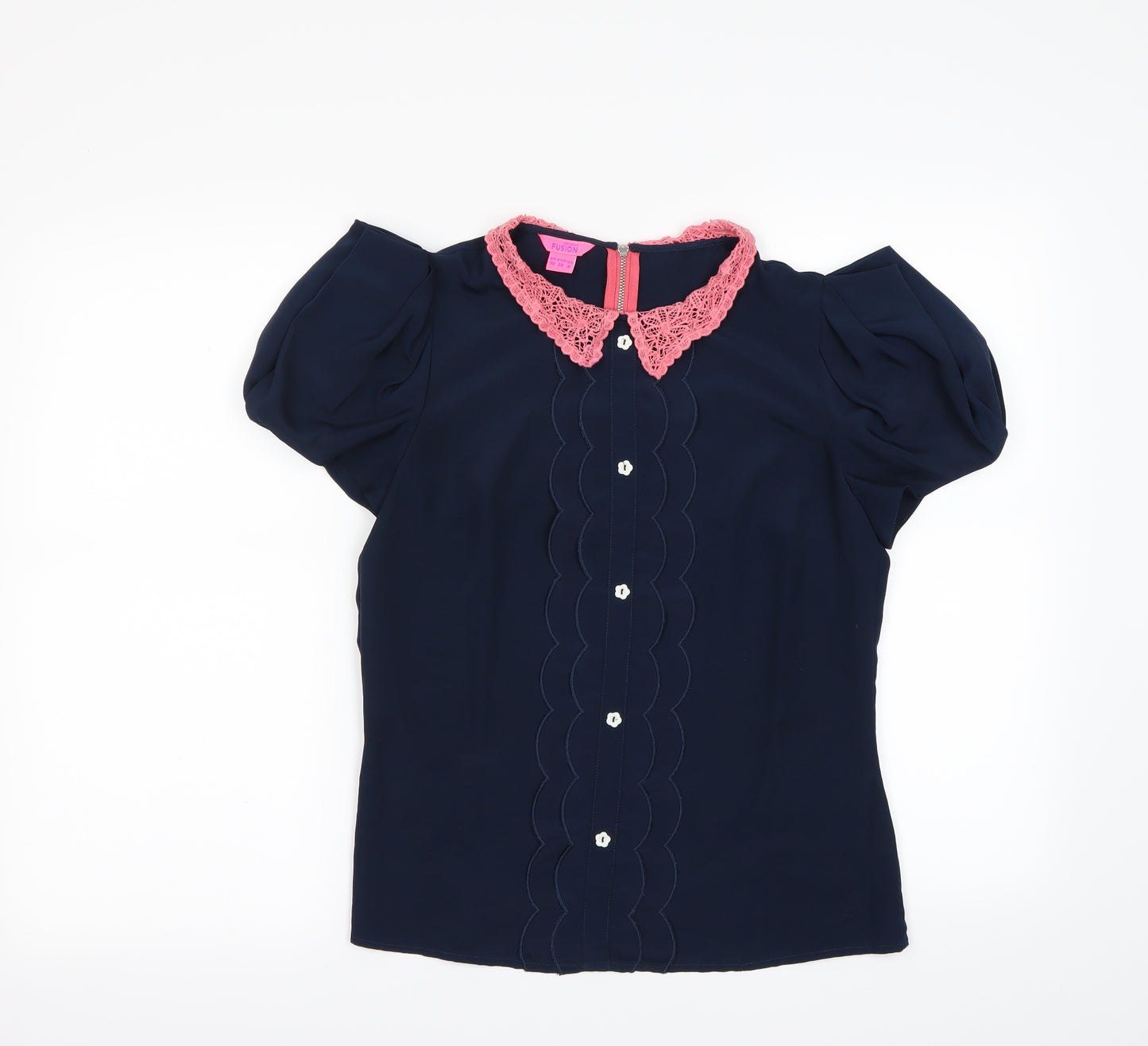Fusion Womens Blue   Basic Blouse Size 10
