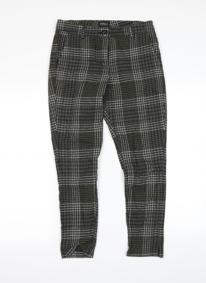 MOTIVI Womens Green Check Dress Pants Trousers Size 6 L25 in