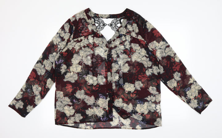 Preworn Womens Multicoloured Floral Basic Button-Up Size XL