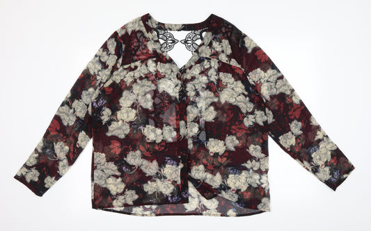 Front view of Preworn women’s multicoloured floral basic button-up, size XL