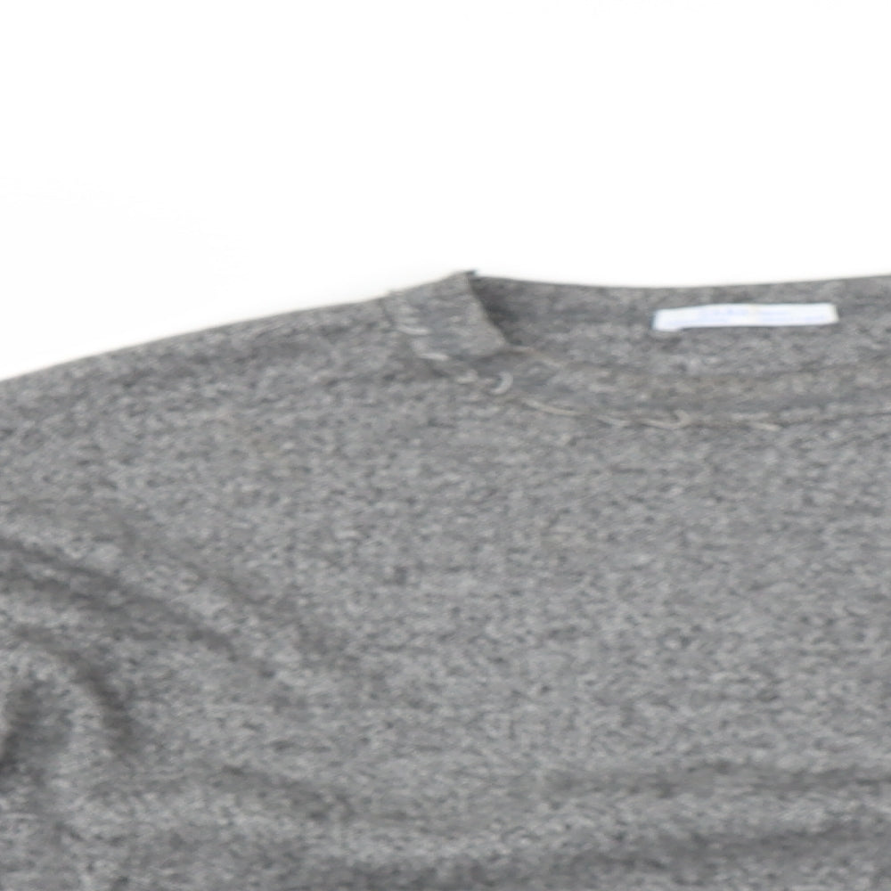 Zara Womens Grey   Pullover Jumper Size S  - CROPPED distressed neckline