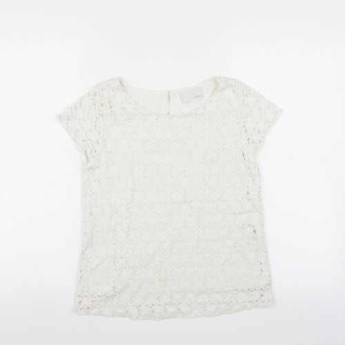 Index Womens White Floral  Basic Blouse Size M