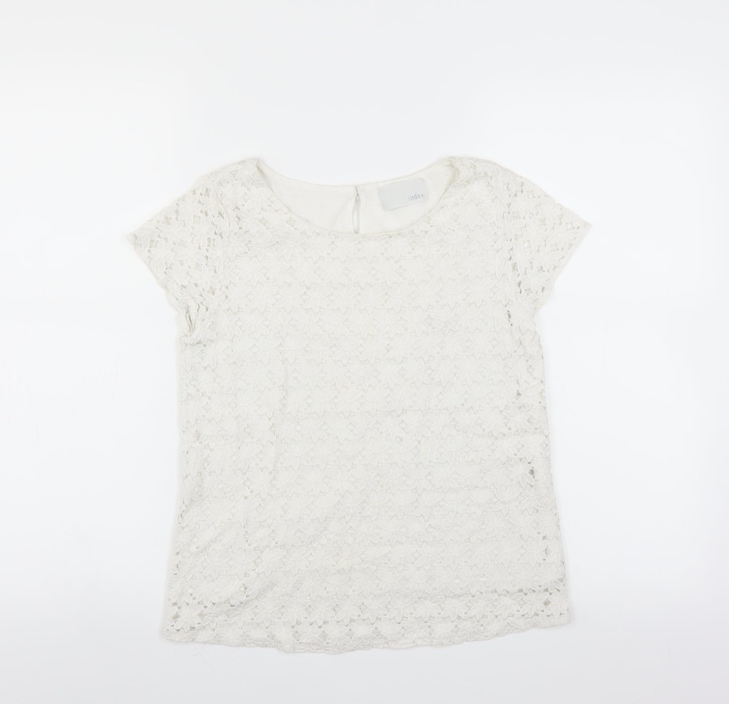 Index Womens White Floral  Basic Blouse Size M