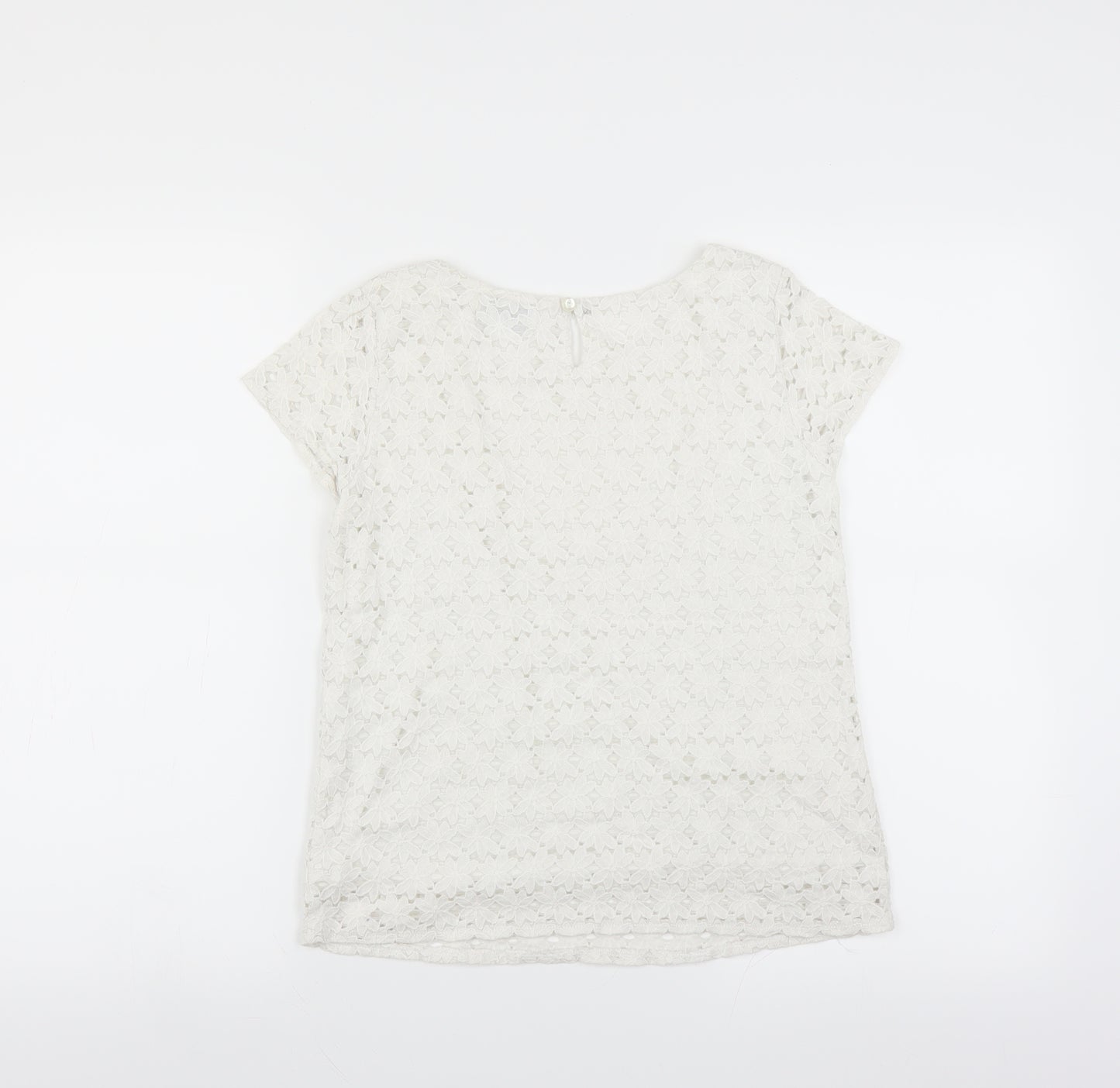 Index Womens White Floral  Basic Blouse Size M
