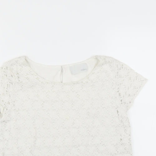 Index Womens White Floral  Basic Blouse Size M
