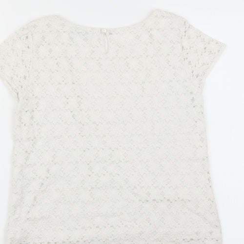 Index Womens White Floral  Basic Blouse Size M