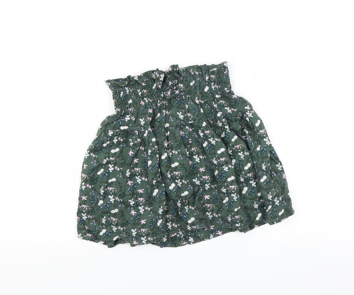 Dunnes Stores Girls Green Floral  A-Line Skirt Size 10 Years