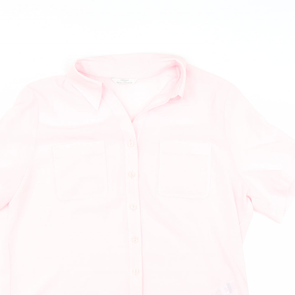 Marks and Spencer Womens Pink   Basic Button-Up Size 14