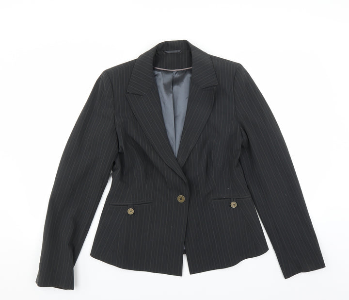 Dorothy Perkins Womens Black Striped Jacket Suit Jacket Size 12
