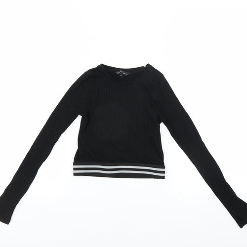 Candy Couture Girls Black   Basic T-Shirt Size 11 Years  - CROPPED