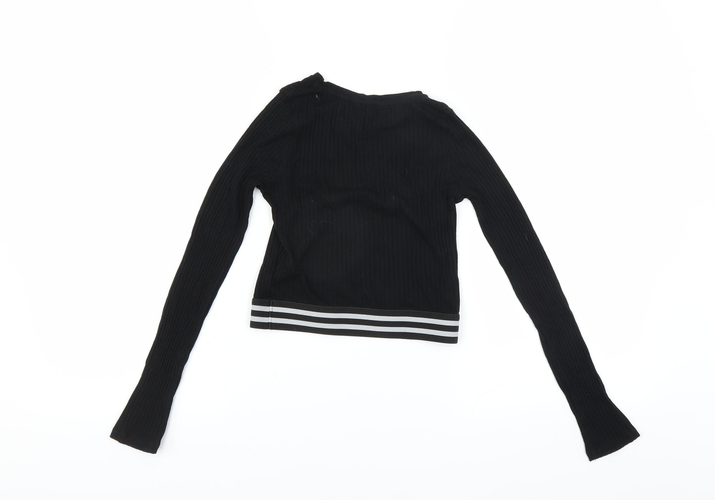 Candy Couture Girls Black   Basic T-Shirt Size 11 Years  - CROPPED