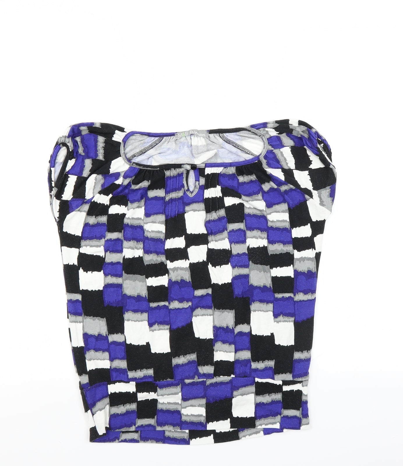 Marks and Spencer Womens Blue Geometric  Basic Blouse Size 10