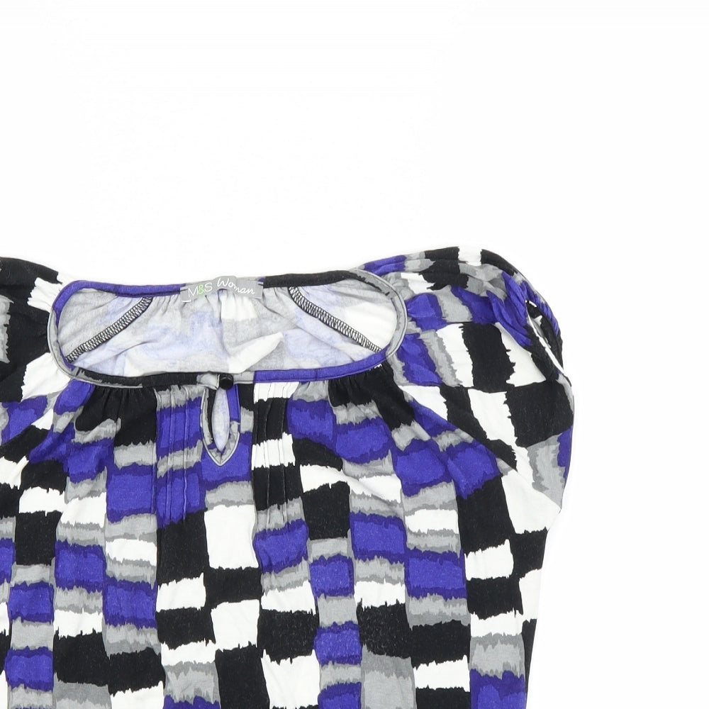 Marks and Spencer Womens Blue Geometric  Basic Blouse Size 10