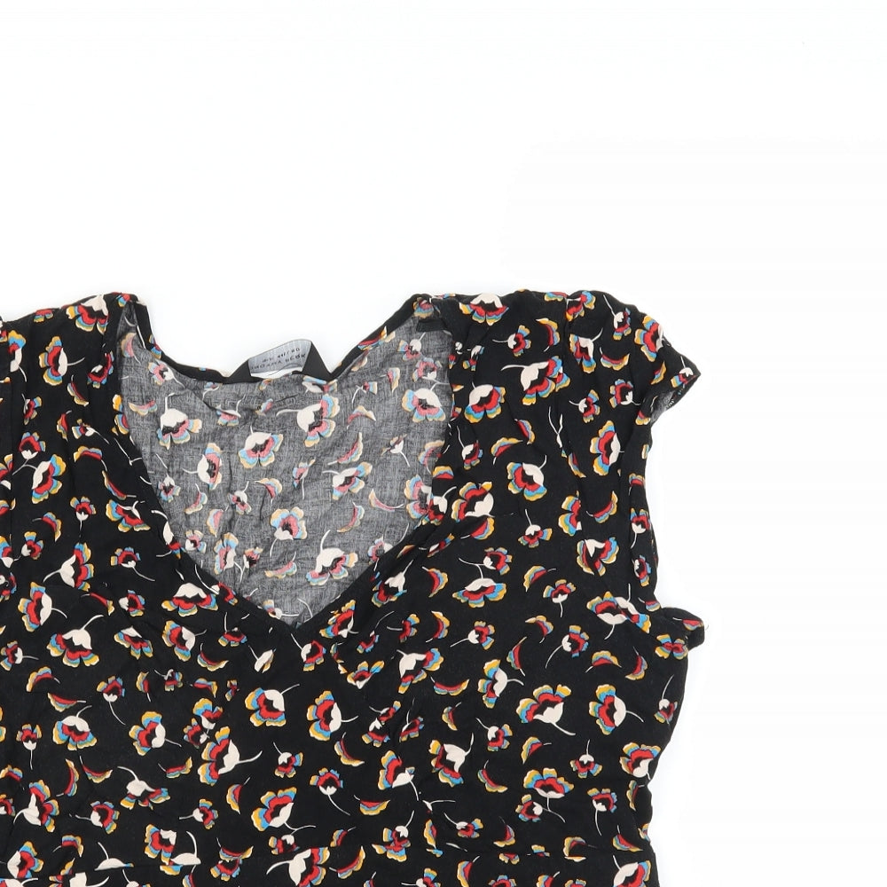 Dorothy Perkins Womens Black Floral  Basic Blouse Size 16