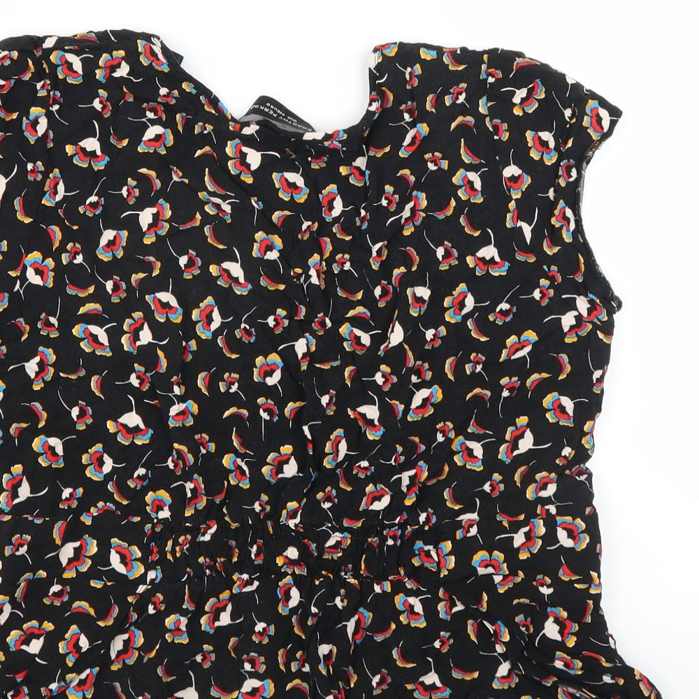 Dorothy Perkins Womens Black Floral  Basic Blouse Size 16