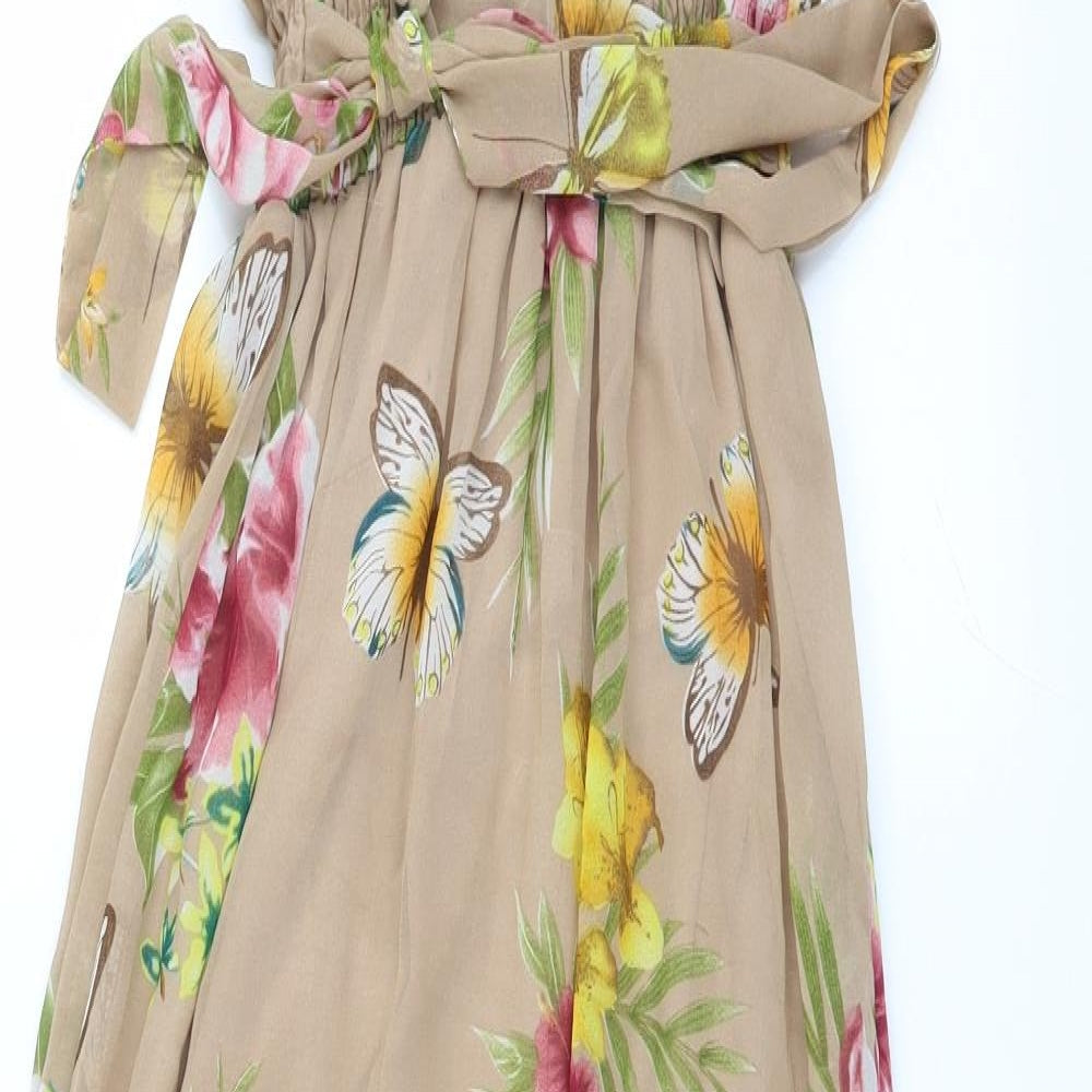 Apricot Womens Beige Floral  Maxi  Size S