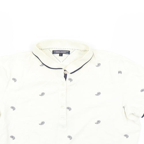 Tommy Hilfiger Womens Ivory Paisley  Basic Polo Size M
