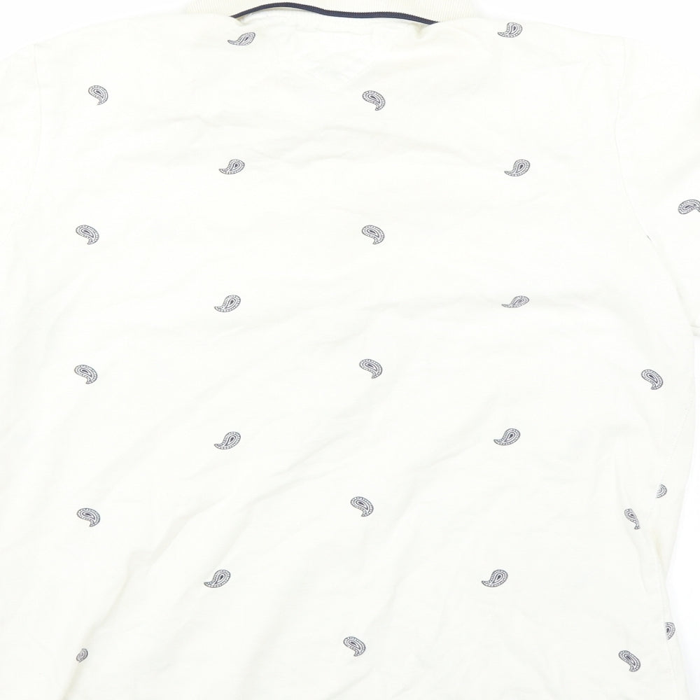 Tommy Hilfiger Womens Ivory Paisley  Basic Polo Size M