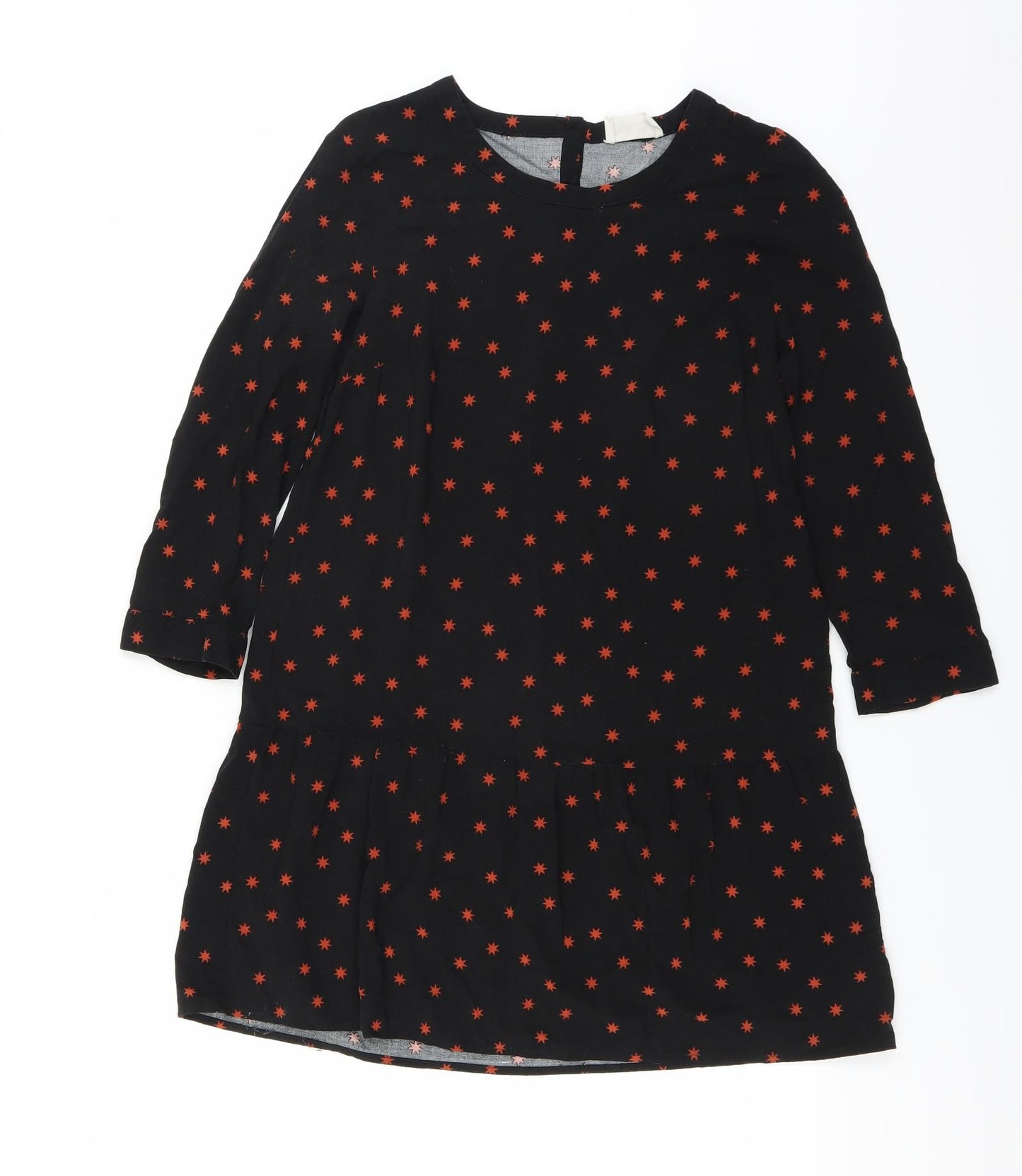 Hush Womens Black Geometric  T-Shirt Dress  Size 8  - Star pattern