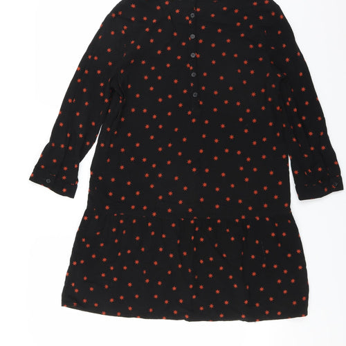 Hush Womens Black Geometric  T-Shirt Dress  Size 8  - Star pattern