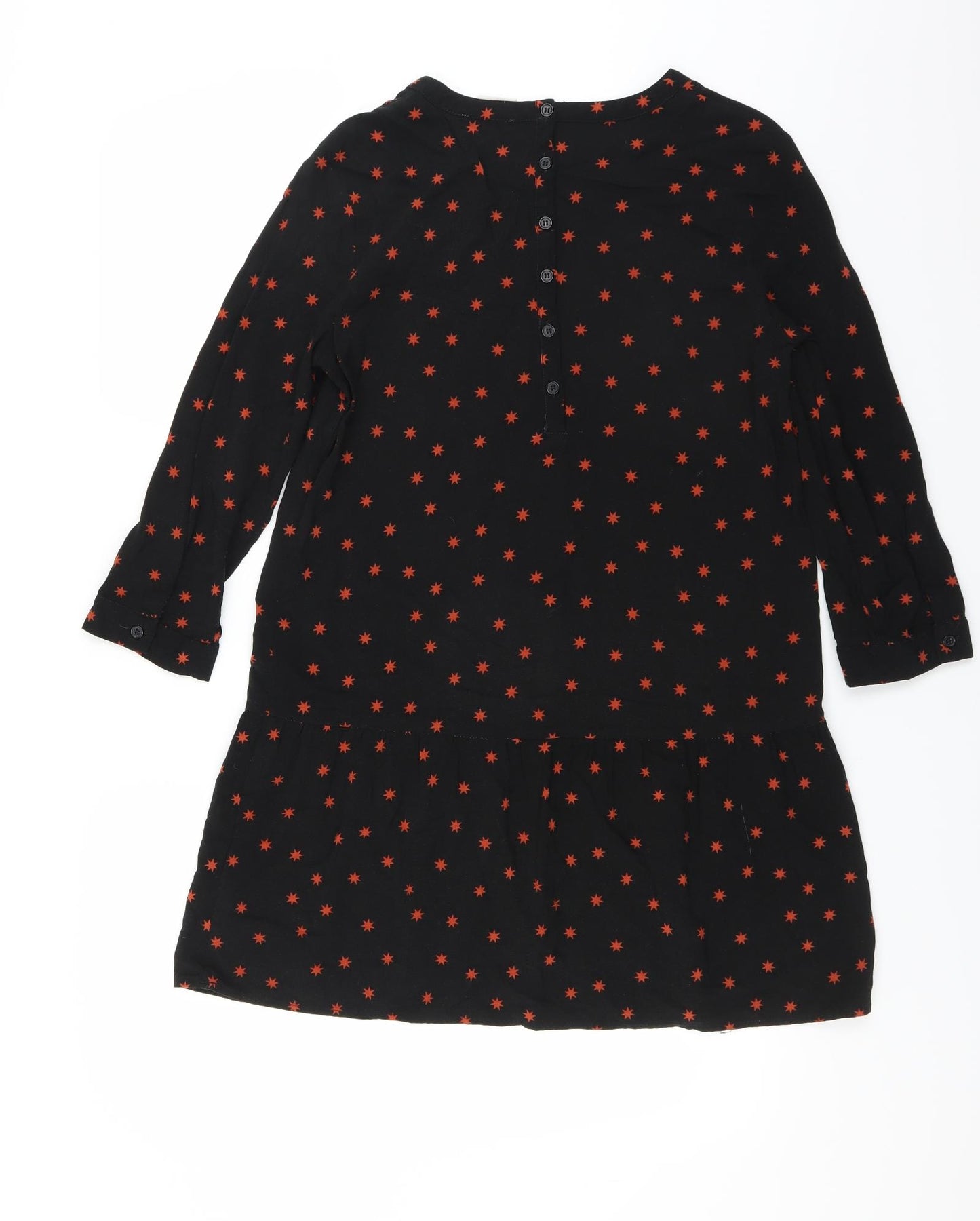 Hush Womens Black Geometric  T-Shirt Dress  Size 8  - Star pattern