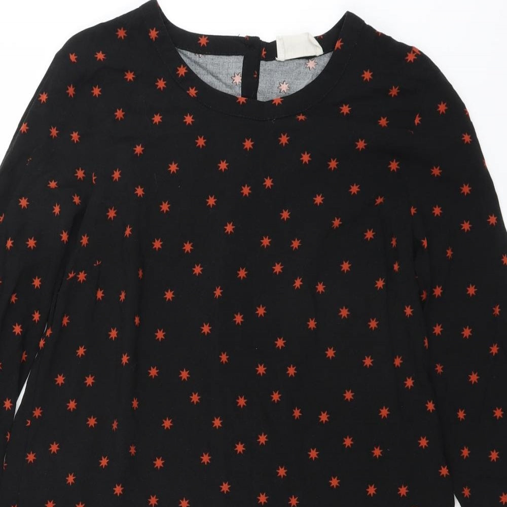 Hush Womens Black Geometric  T-Shirt Dress  Size 8  - Star pattern