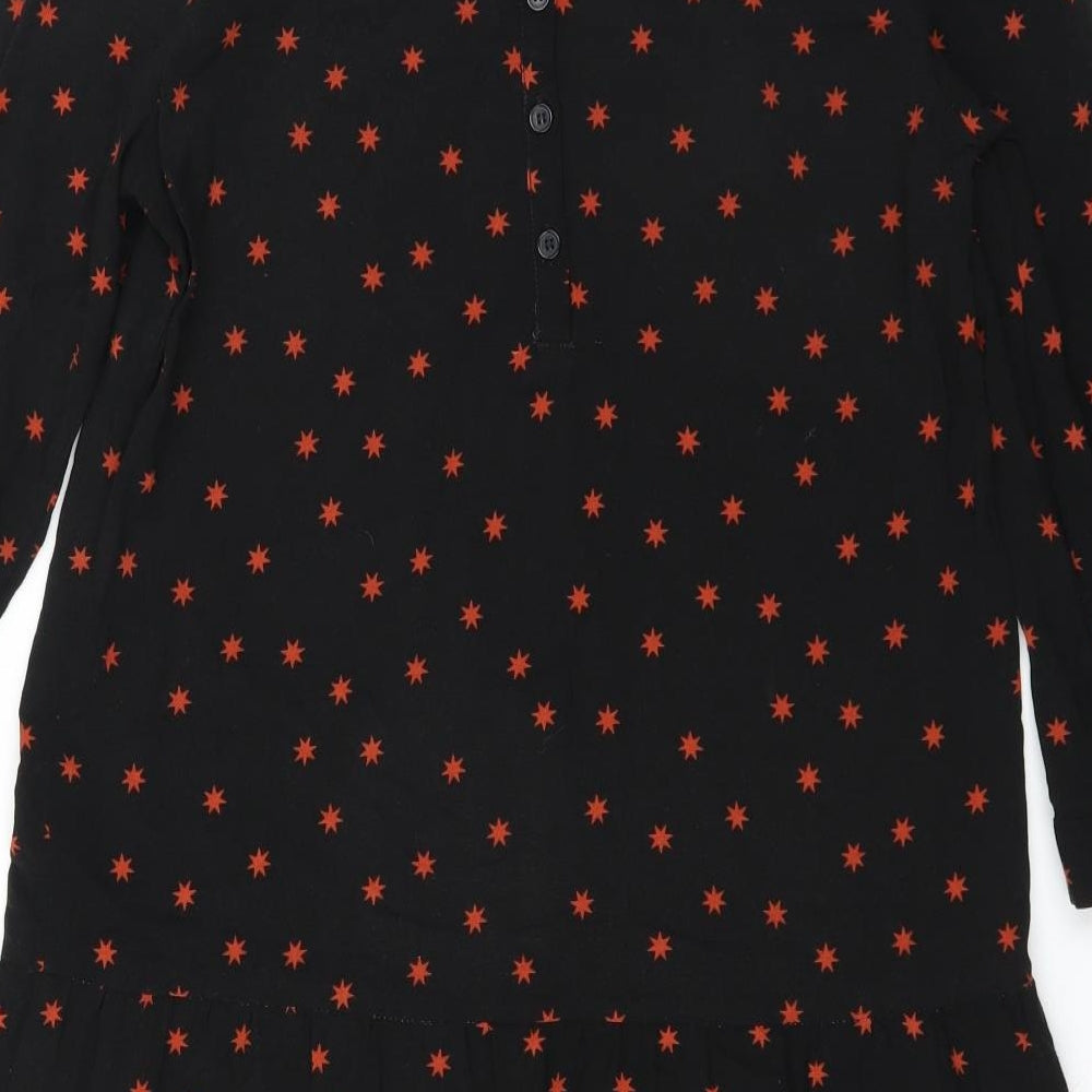 Hush Womens Black Geometric  T-Shirt Dress  Size 8  - Star pattern