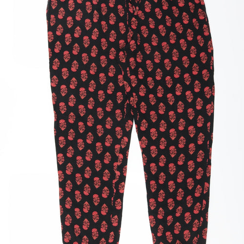 Red Herring Womens Black Floral  Trousers  Size 14 L28 in