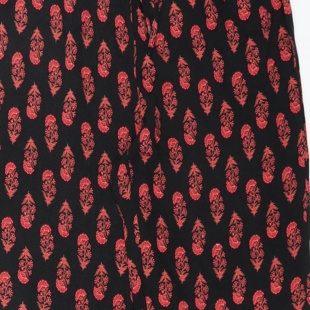 Red Herring Womens Black Floral  Trousers  Size 14 L28 in
