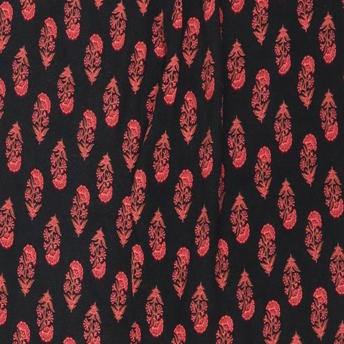 Red Herring Womens Black Floral  Trousers  Size 14 L28 in