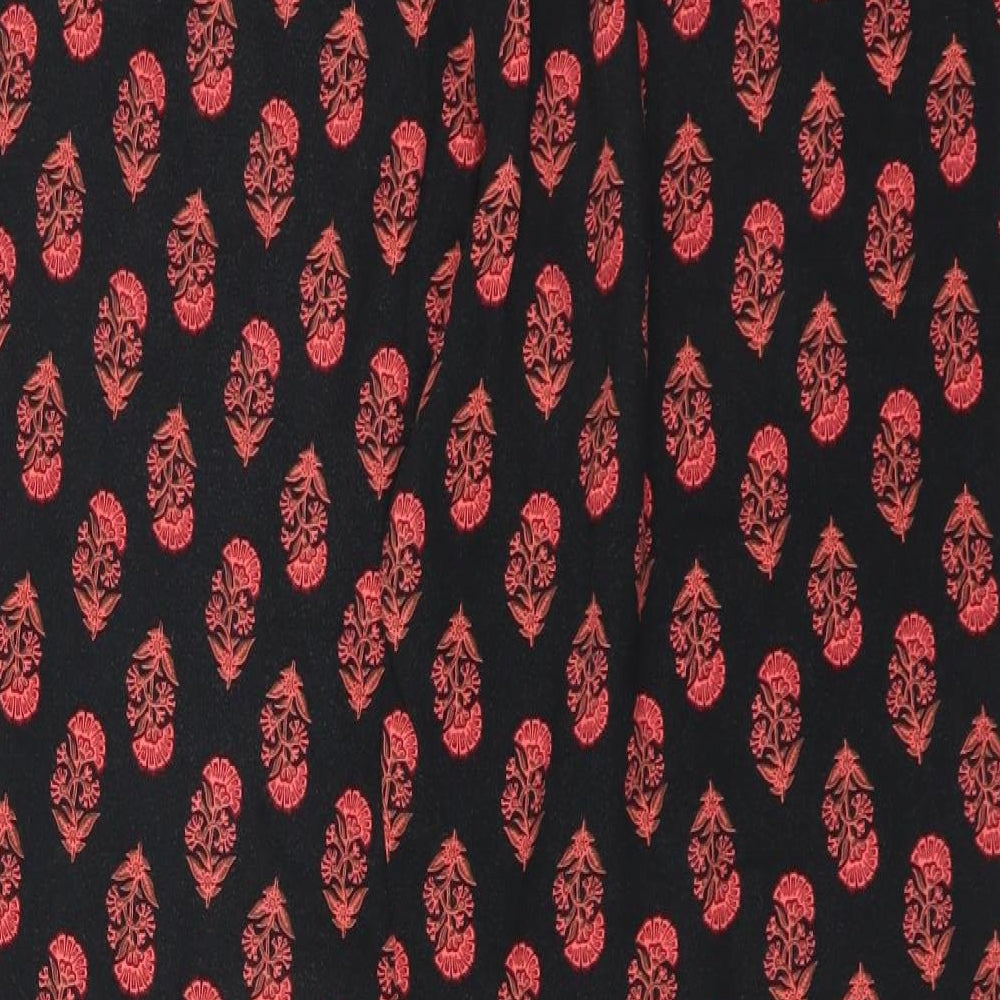 Red Herring Womens Black Floral  Trousers  Size 14 L28 in