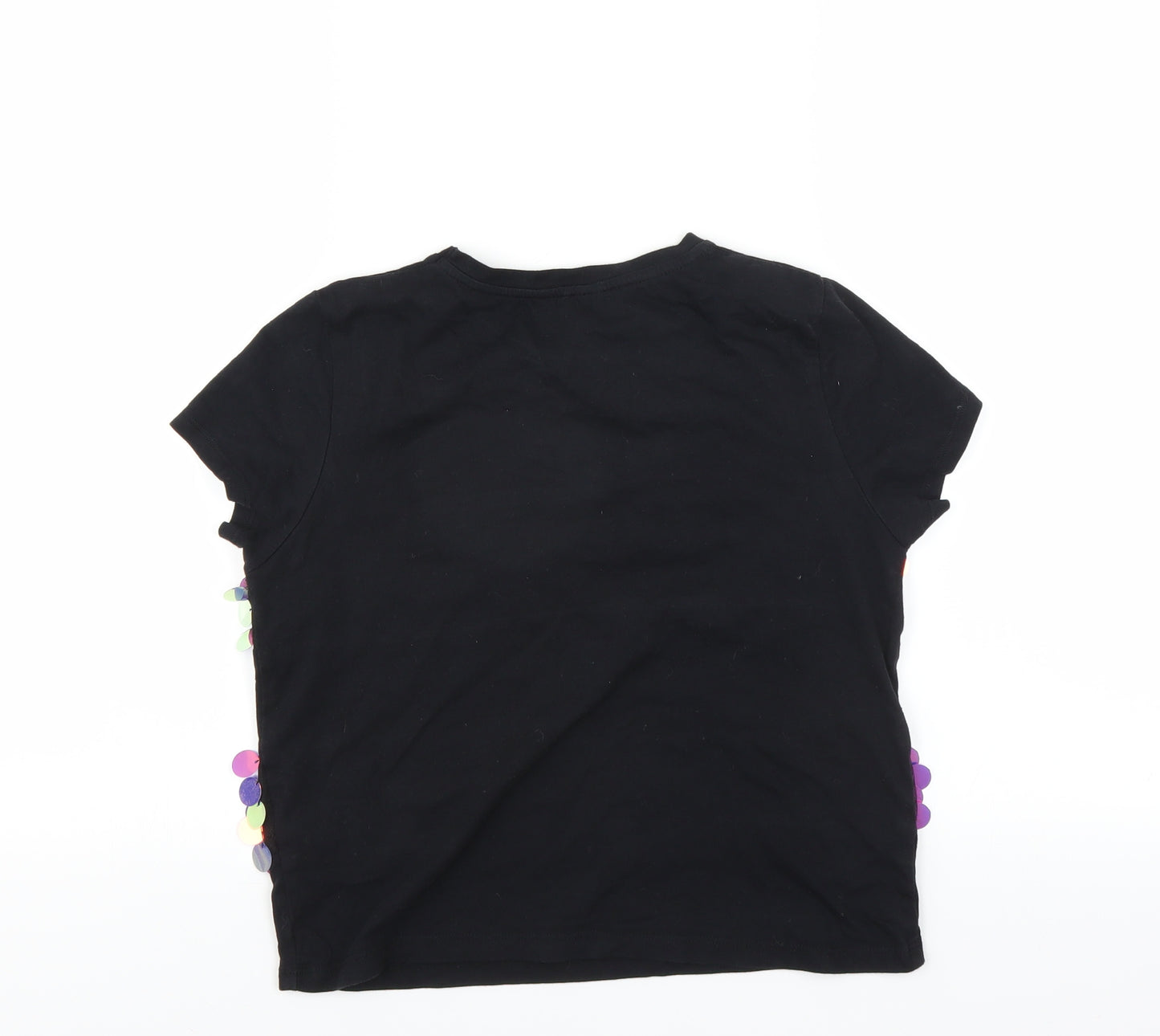 M&Co Girls Black   Basic T-Shirt Size 11-12 Years