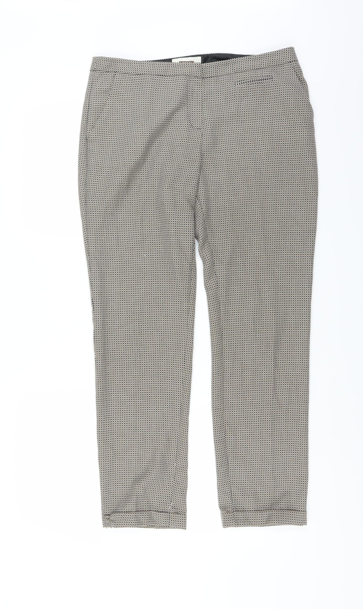 NEXT Womens Brown Check  Trousers  Size 12 L29 in