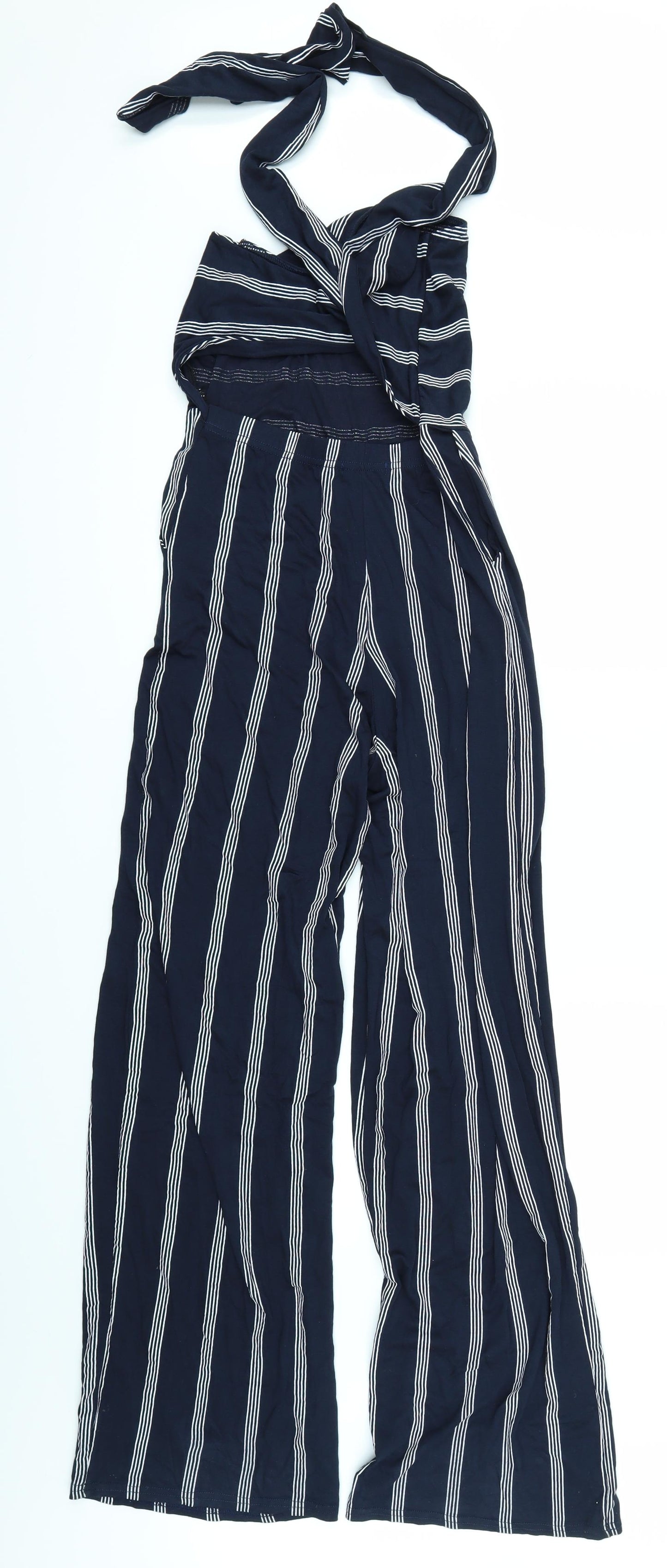 Boohoo Womens Blue Striped  Jumpsuit One-Piece Size 8