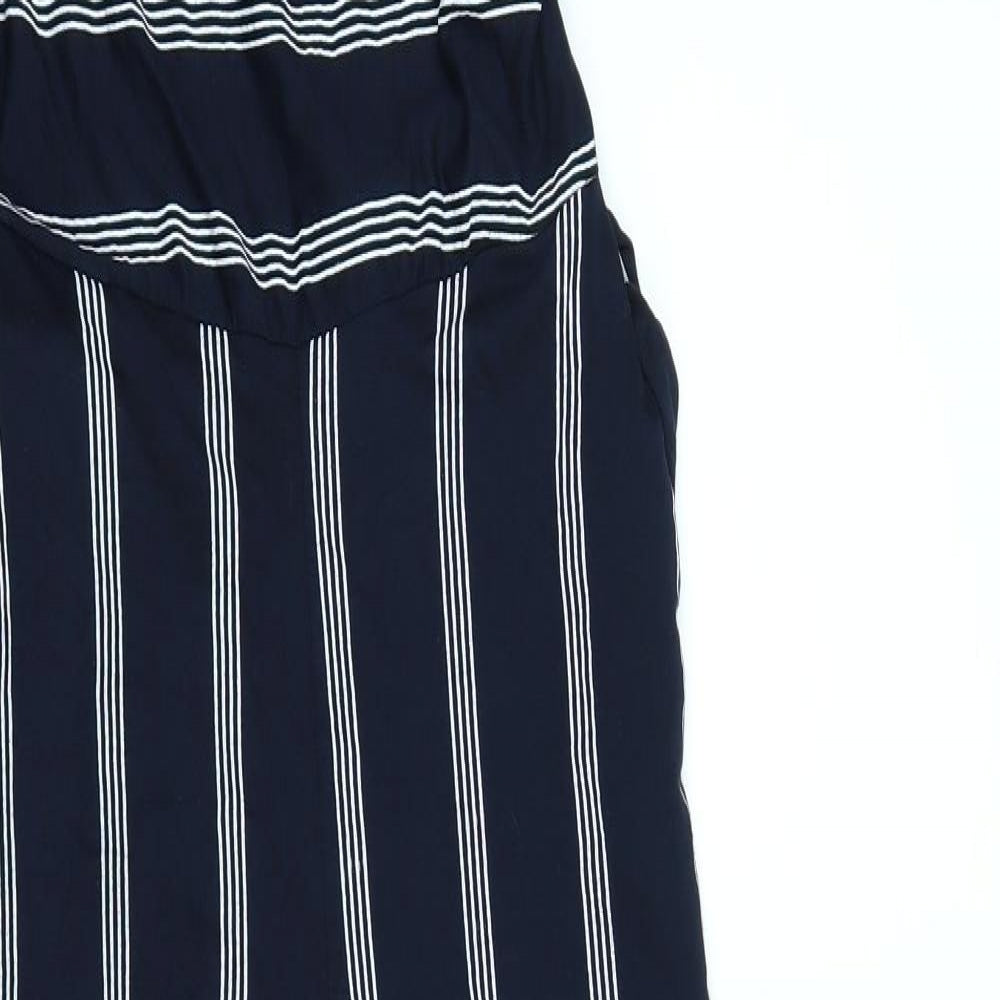 Boohoo Womens Blue Striped  Jumpsuit One-Piece Size 8