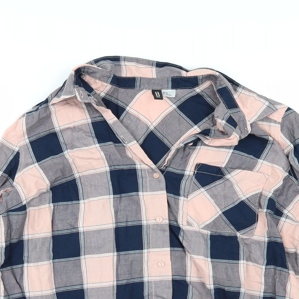 H&M Womens Purple Check  Tunic Button-Up Size M