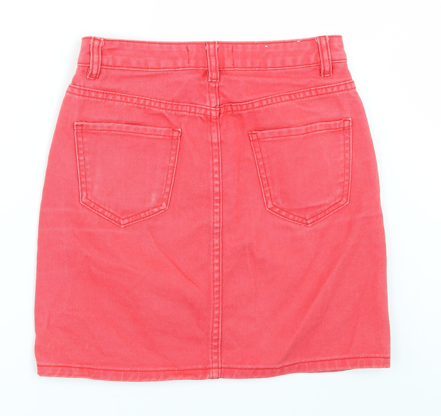 New Look Womens Red  Denim Mini Skirt Size 6