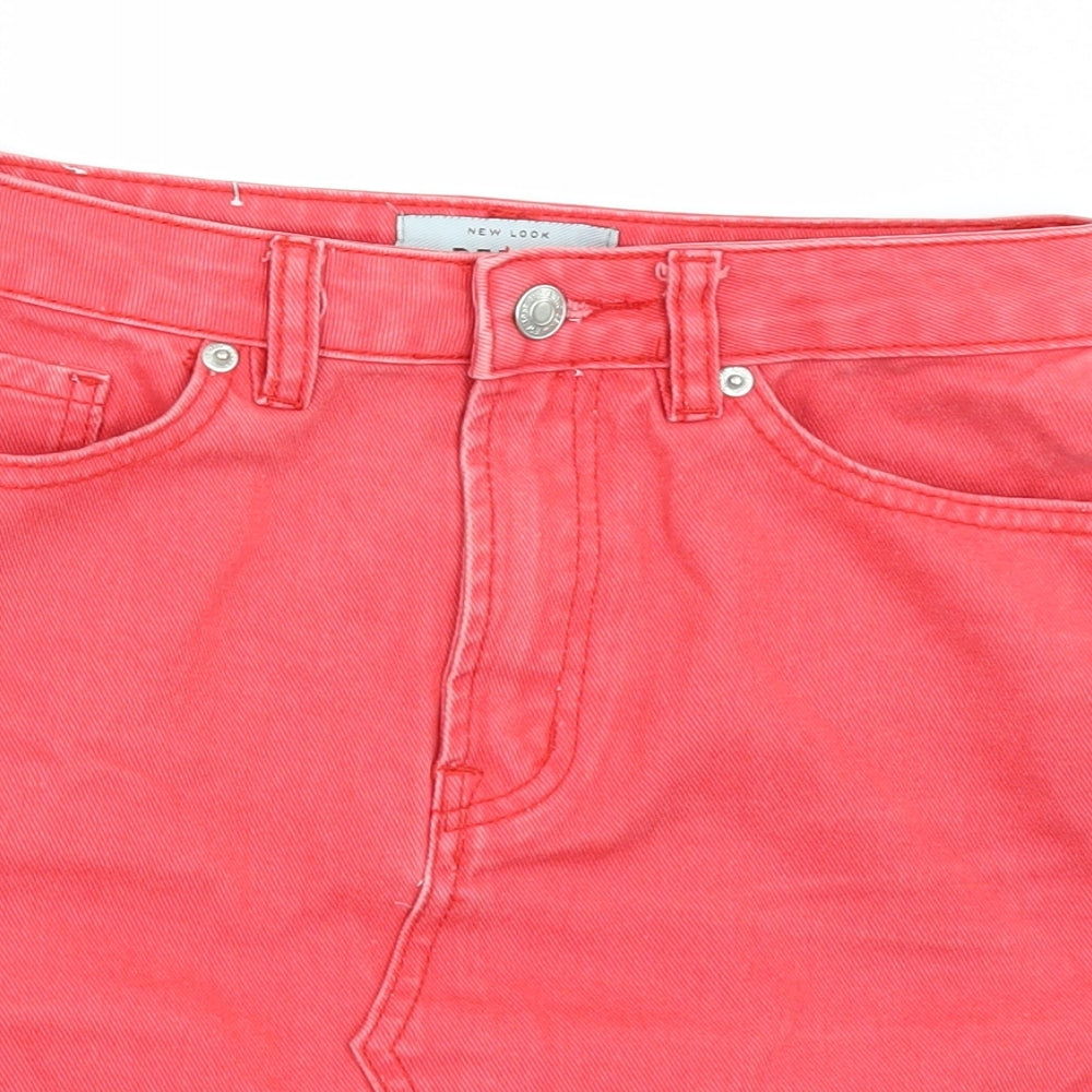 New Look Womens Red  Denim Mini Skirt Size 6