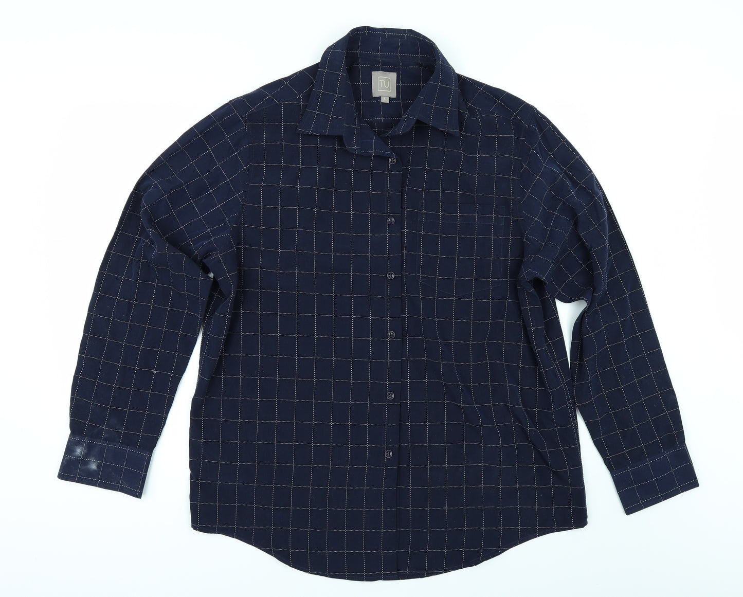 TU Mens Blue Check   Button-Up Size L