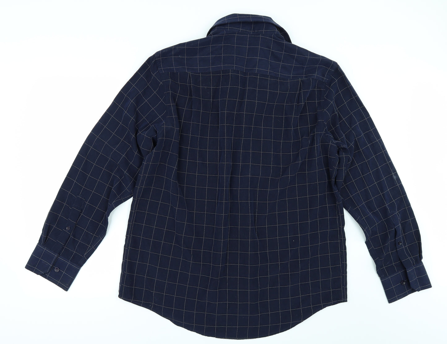 TU Mens Blue Check   Button-Up Size L