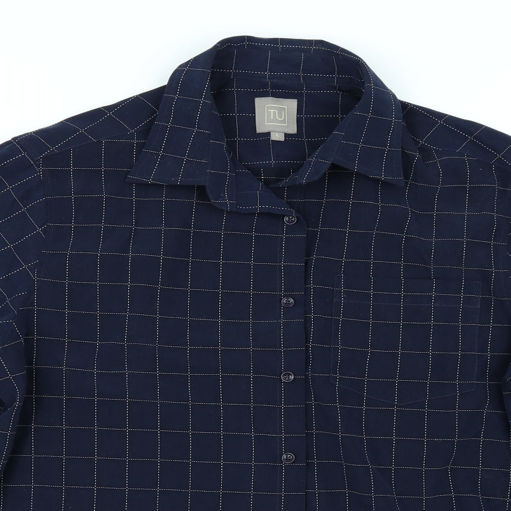 TU Mens Blue Check   Button-Up Size L