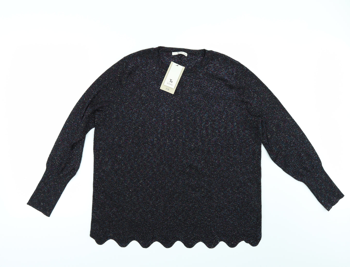 TU Womens Black   Pullover Jumper Size 16  - Shaped hem