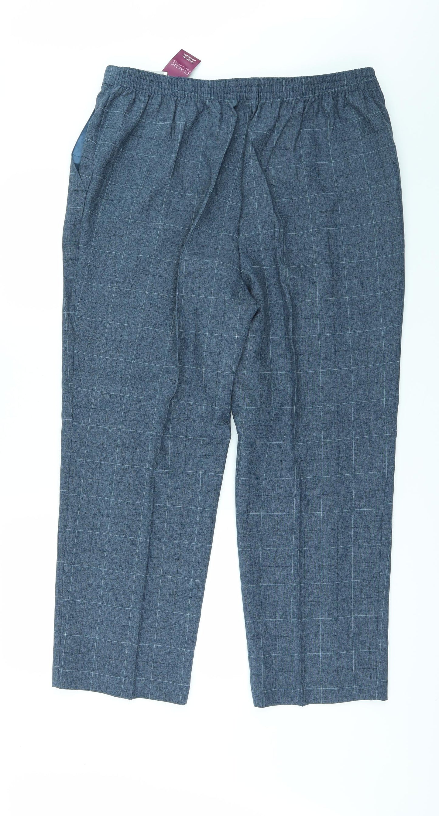 Marks and Spencer Womens Blue Check  Trousers  Size 20 L27 in