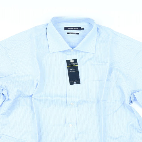 Taylor & Wright Mens Blue Striped   Dress Shirt Size 16.5