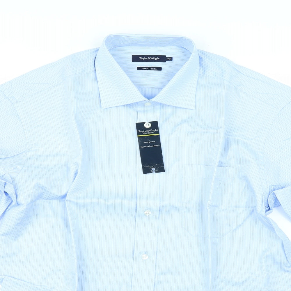 Taylor & Wright Mens Blue Striped   Dress Shirt Size 16.5