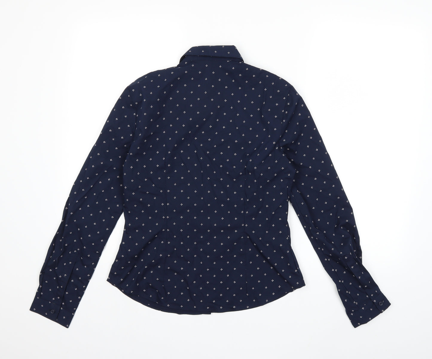 Marks and Spencer Womens Blue Geometric  Basic Button-Up Size 8