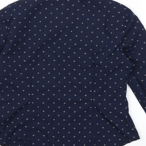 Marks and Spencer Womens Blue Geometric  Basic Button-Up Size 8
